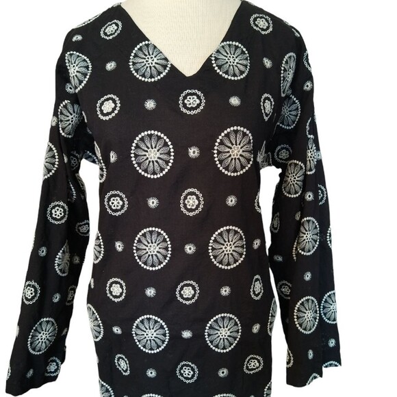 J. Peterman Company Eyelet Embroidery Duster Caftan Dress Size L - Picture 7 of 12